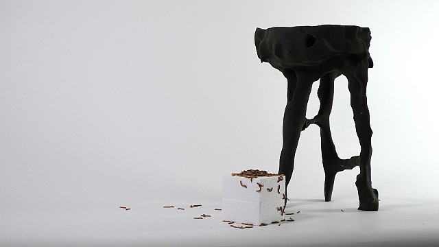 Polystyrene-eating mealworms collaborate on William Eliot&rsquo;s 'Digested Objects' stool